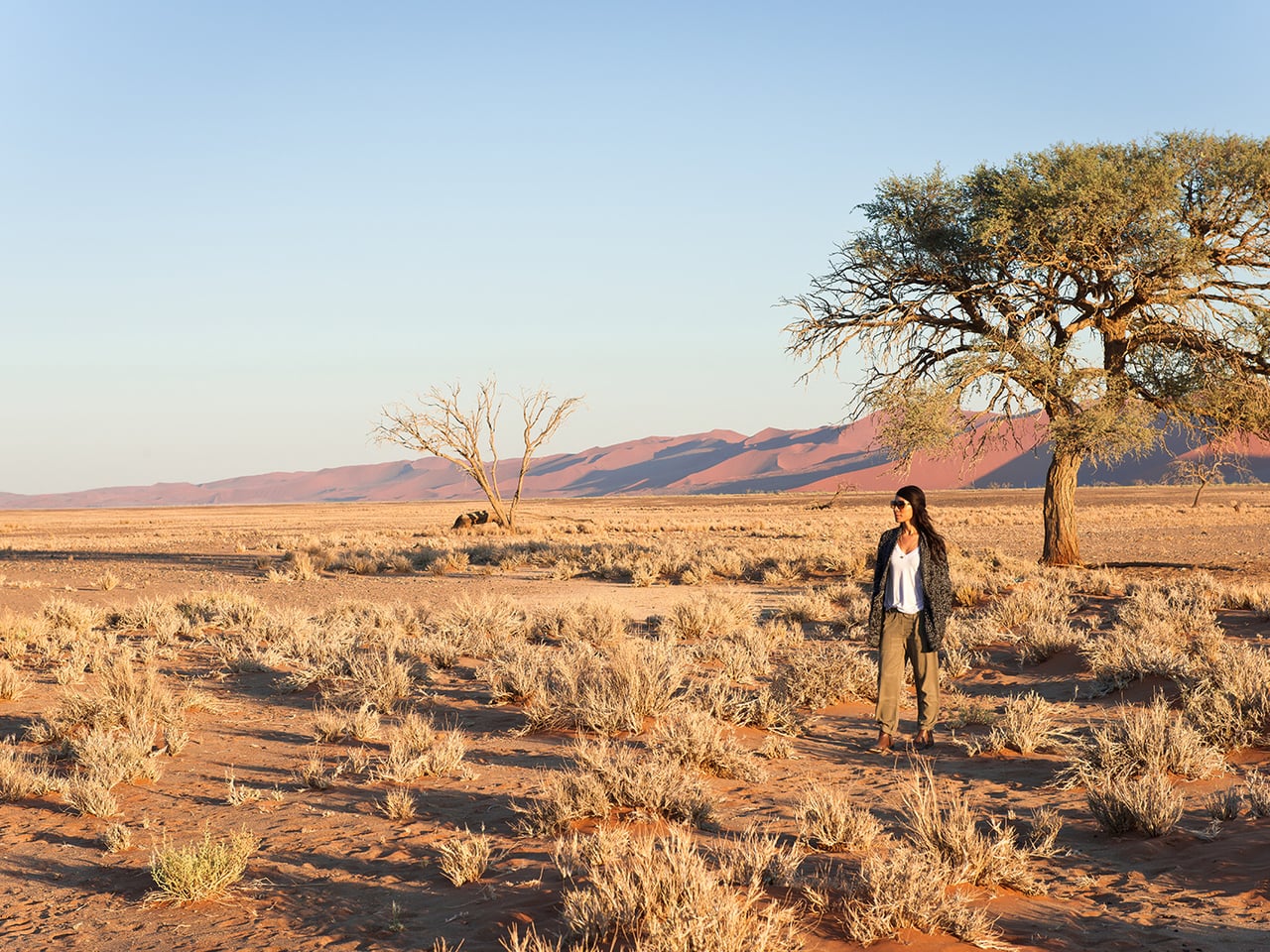 Florine Eppe Beauloye on horseback in Namibia.