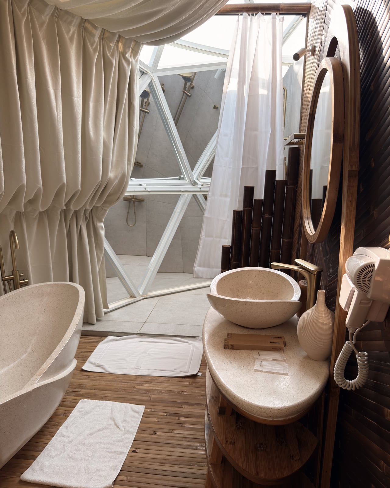 The en suite bathroom with both shower and bath