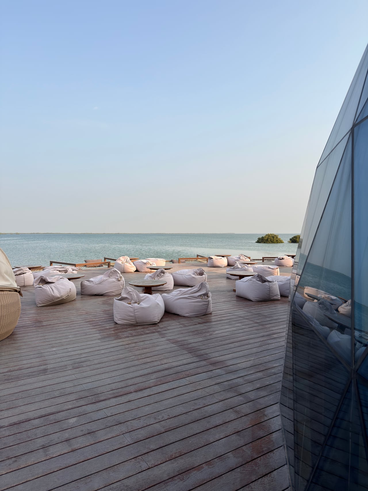 The glass-domed restaurant pavilion and lounge