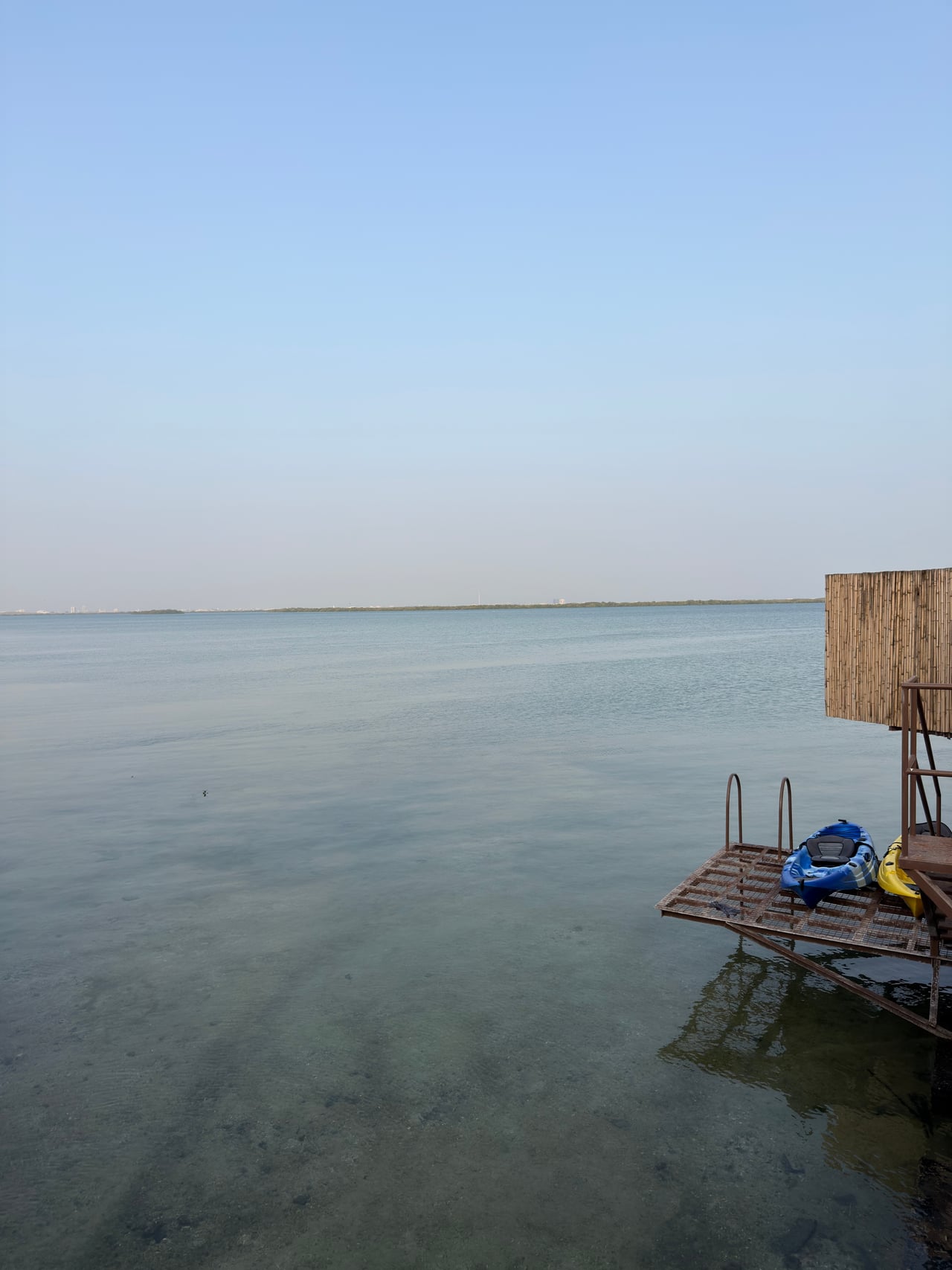 Complimentary kayaks waiting at the dock
