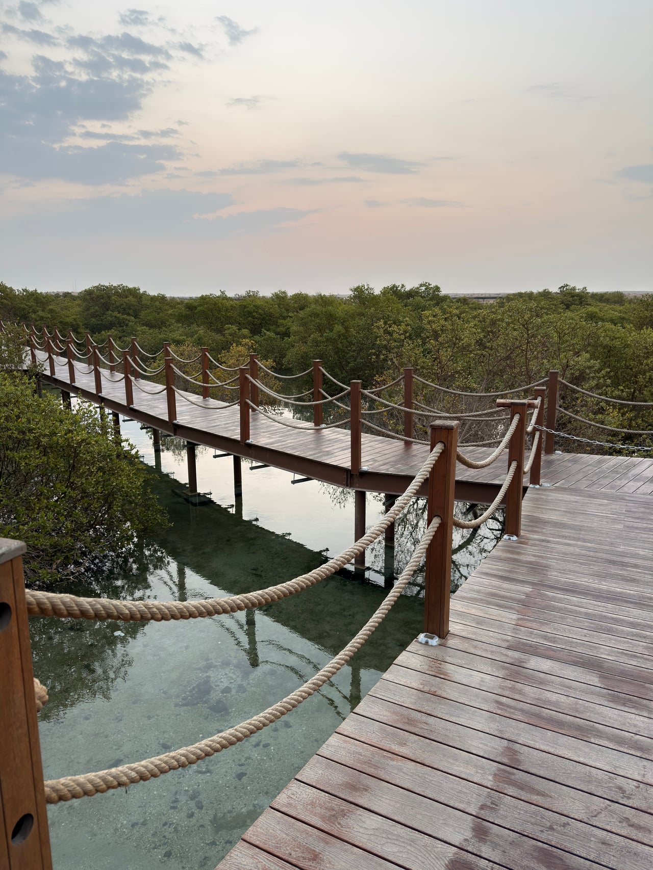 Raised walkways linking the stilted suites across the lagoon